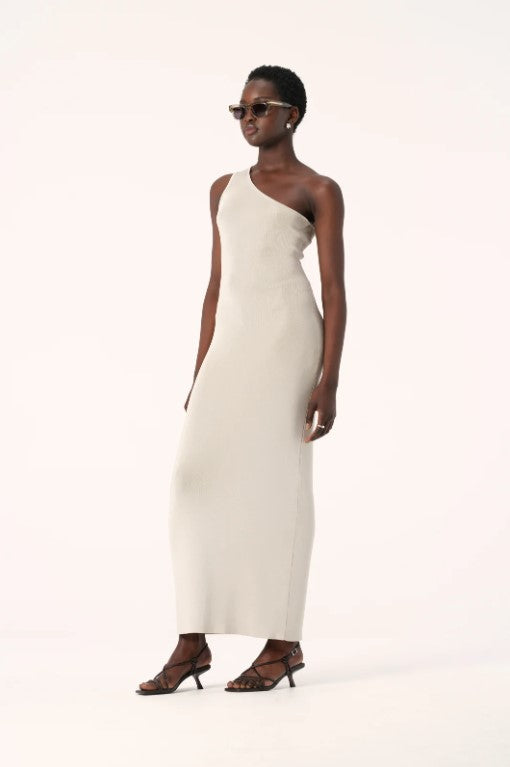 Vienna Knit Dress Champagne and Olive