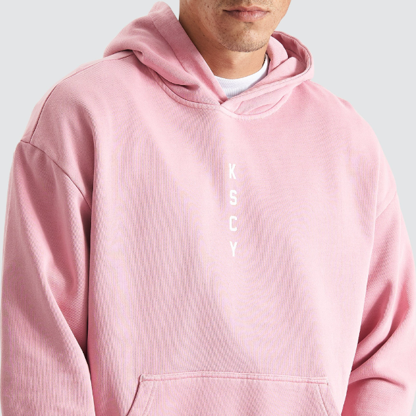 Cochran Relaxed Hooded Sweater Pigment Salmon George and Olive